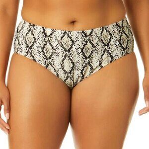 Time and Tru Bikini Bottom Womens Size 3X Tan Black Snake Print Mid-Rise NEW